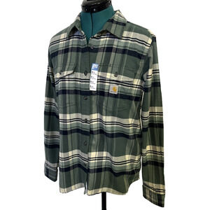 NWT Carhartt Women's Relaxed Fit Midweight Flannel Long-Sleeve Plaid Size Small‎